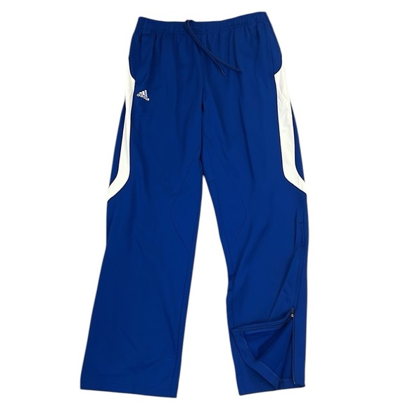 Adidas Climalite Track Warmup Pants Baggy Blue/White Zip Ankle Wide Leg Large - Picture 1 of 8